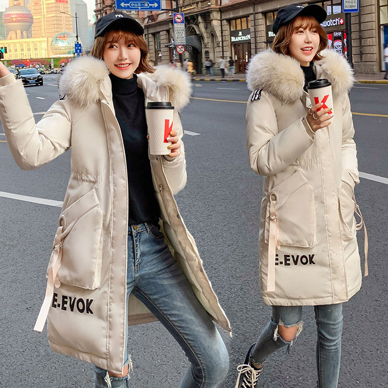 Lange bontjas met capuchon, bakkerij winterjas, donsjas, dames oversized jas, gewatteerd katoen, parka met opschrift, grote zak
