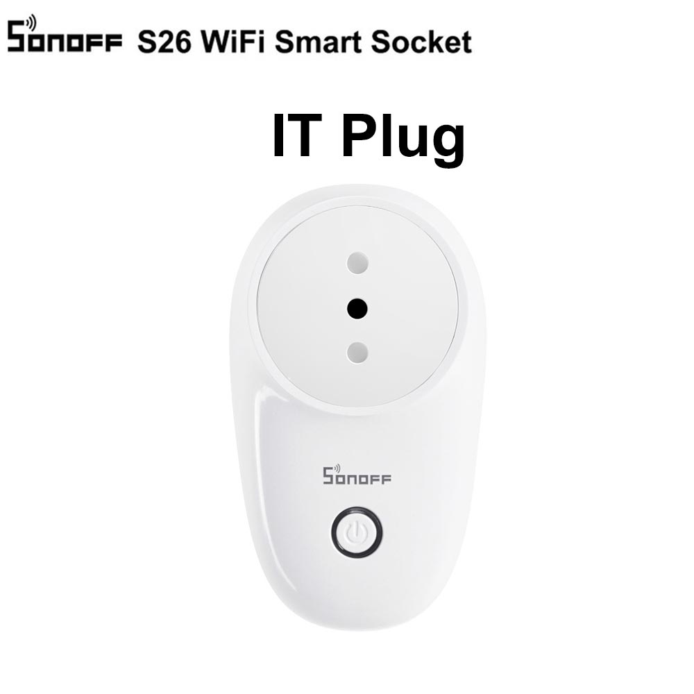 SONOFF S26 WiFi Power Socket US/UK/CN/AU/EU/IL/CH/IT/BR Smart Sockets Wireless Switch APP Remote Control Plug For Smart Home: S26 IT