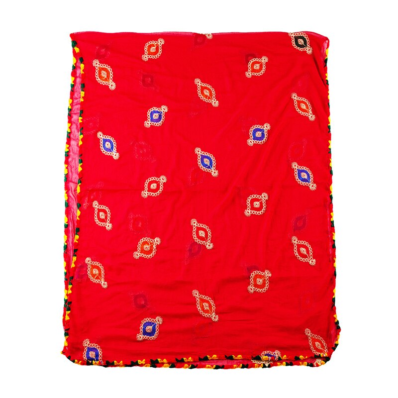 Écharpe de danse indienne pour femme, châle brodé, doux, rouge, Styles ethniques, dupatas, beau, confortable, printemps été