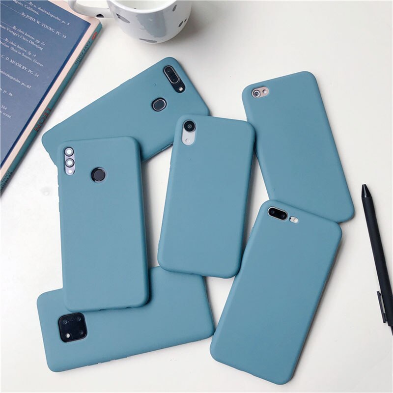 Meer Blauw Matte Soft Tpu Shockproof Case Voor Iphone 6 7 8X11 Xs Xr Max Pro Plus Frosting cover Coque