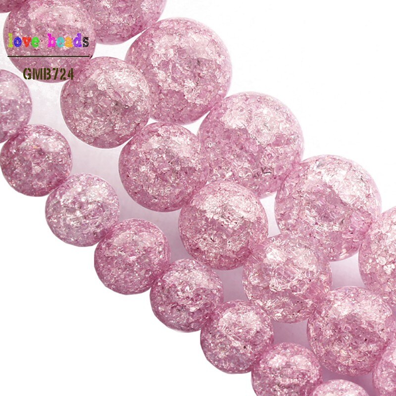 Jasnofioletowy pęknięty kryształ robić wyrobu biżuterii 6 8 10mm liliowy kwarcowy okrągły koraliki Diy bransoletka hurtownia Perles