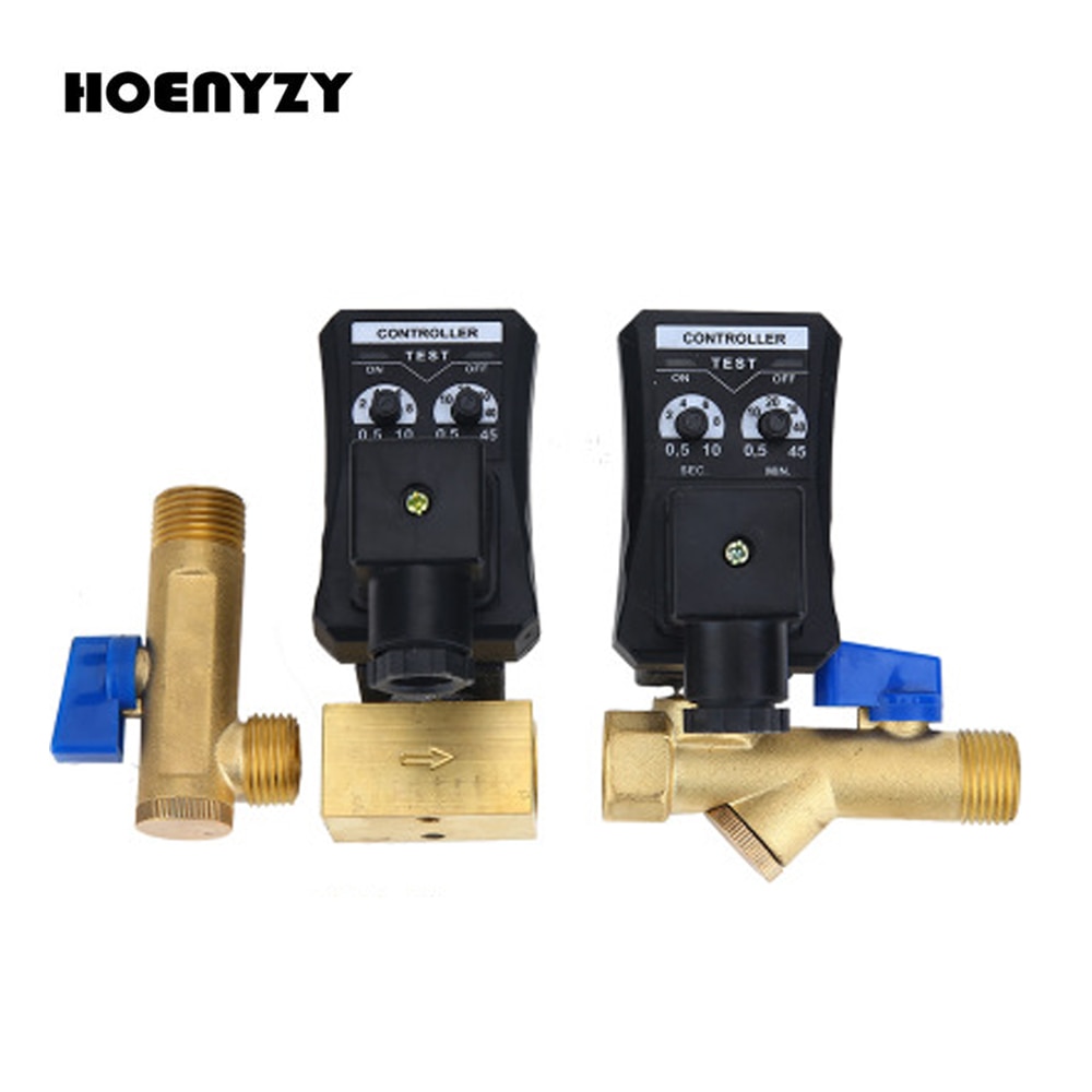 1/2" DN15 Automatic Electronic Drainer OPT-A 12V/24V DC 110V/220V AC Electronic Timer Air Compressed Gas Tank Drain Valve OPT-B
