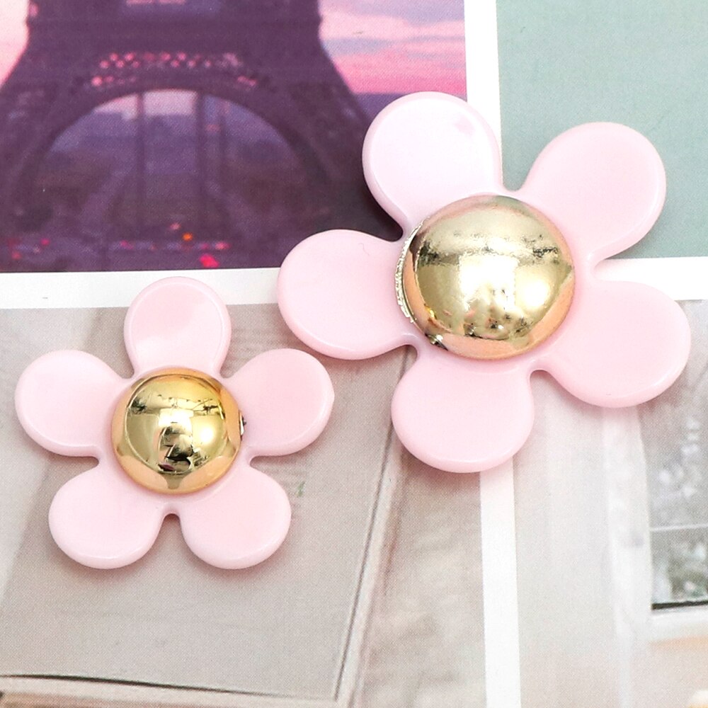20 Stk/partij Bloem Hars Mix Size Roze Wit Blak Kleur Kawaii Hars Hanger Bloem Decorationfor Mode Resina Ambachten