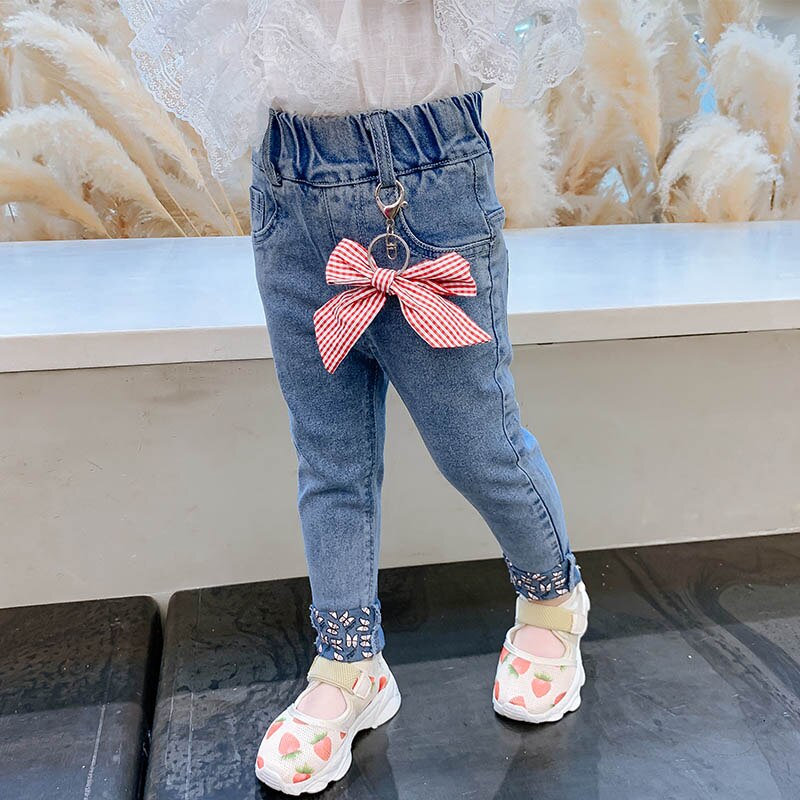 Baby Jeans Boog Peuter Meisje Jeans Bloemmotief Jeans Meisjes Lente Herfst Baby Meisje Kleding Casual Stijl: 5