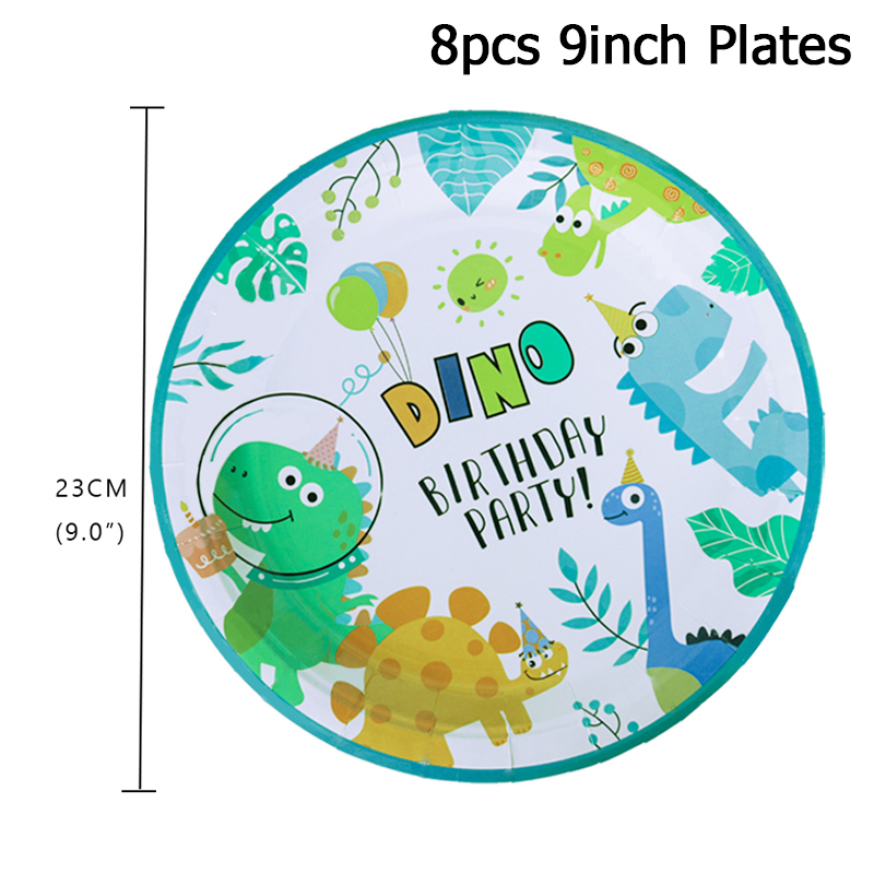 Dinosaur Disposable Tableware Dino birthday Party Decoration paper Napkin Plate Cup Kids Boy Jungle Safari Party Baby Shower: Olive