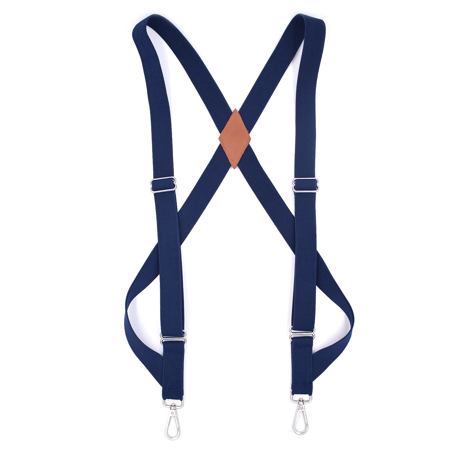 Sideclips trucker seler til mænd arbejder 2.5cm brede x-ryg med 2 karabinhager justerbare elastiske kraftige bukseseler sort: Marine blå