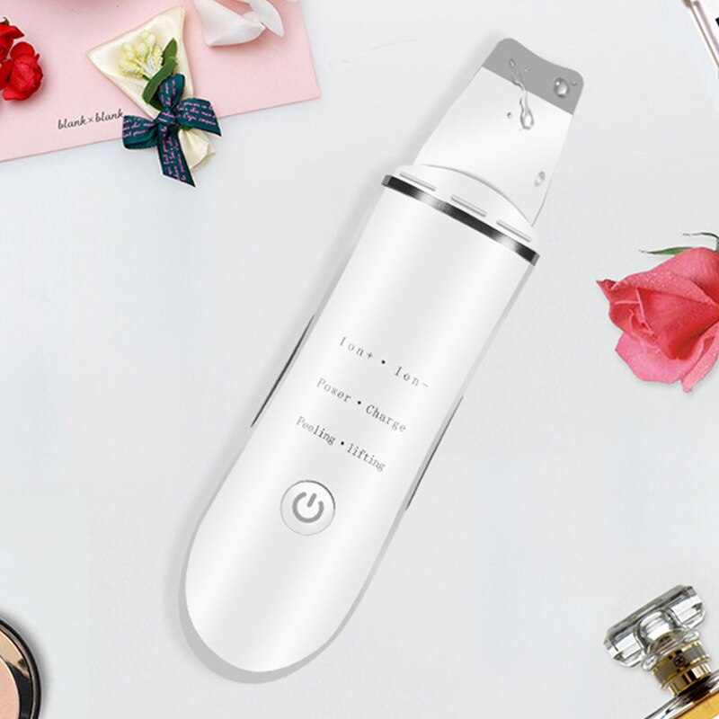 Ultrasonic Face Pore Cleaner Ultrasound Therapy Skin Scrubber Galvanic Ion Spa Beauty Device Facial Massager Face Lift Machine: White