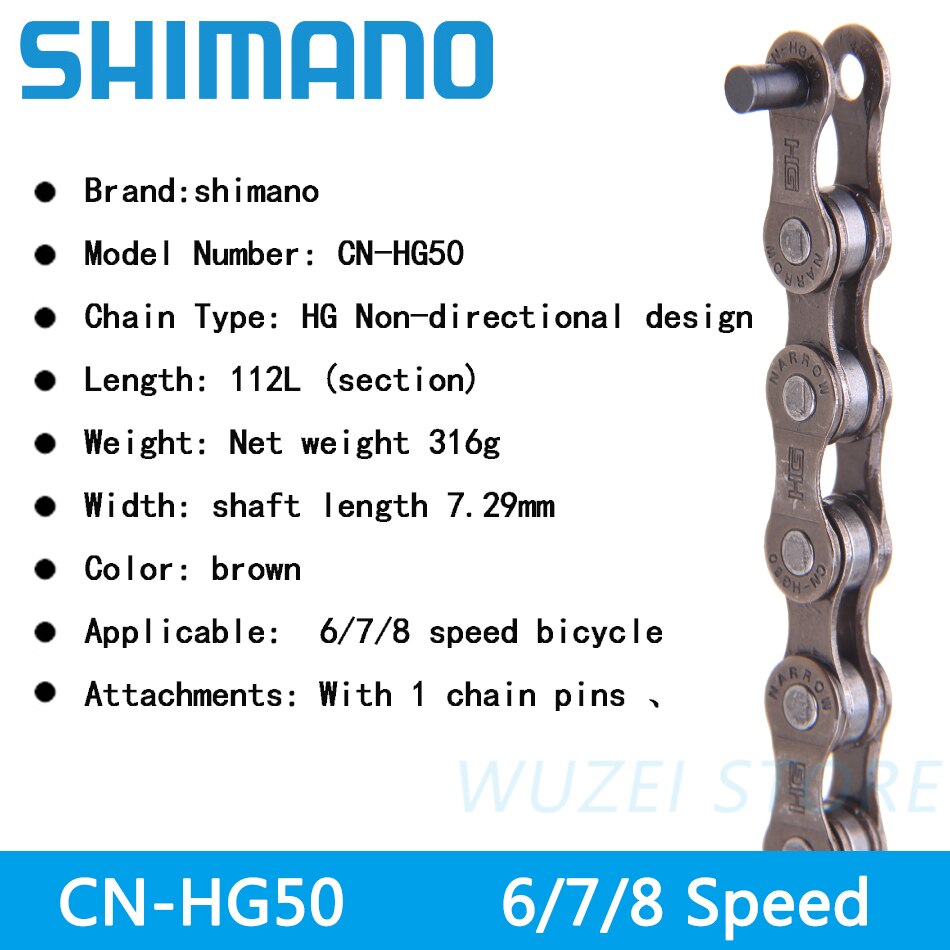 Shimano cn -hg50 6/7/8- hastighed mtb / landevejscykel kæde 6 hastighed 7 hastighed 8 hastighed 112 links kæde mountainbike tilbehør