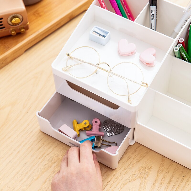 Bandeja de archivo DELI, caja de almacenamiento multifunción, soporte de escritorio para lápiz, bandejas para documentos, Accesorios de escritorio, organizador, suministros escolares de oficina