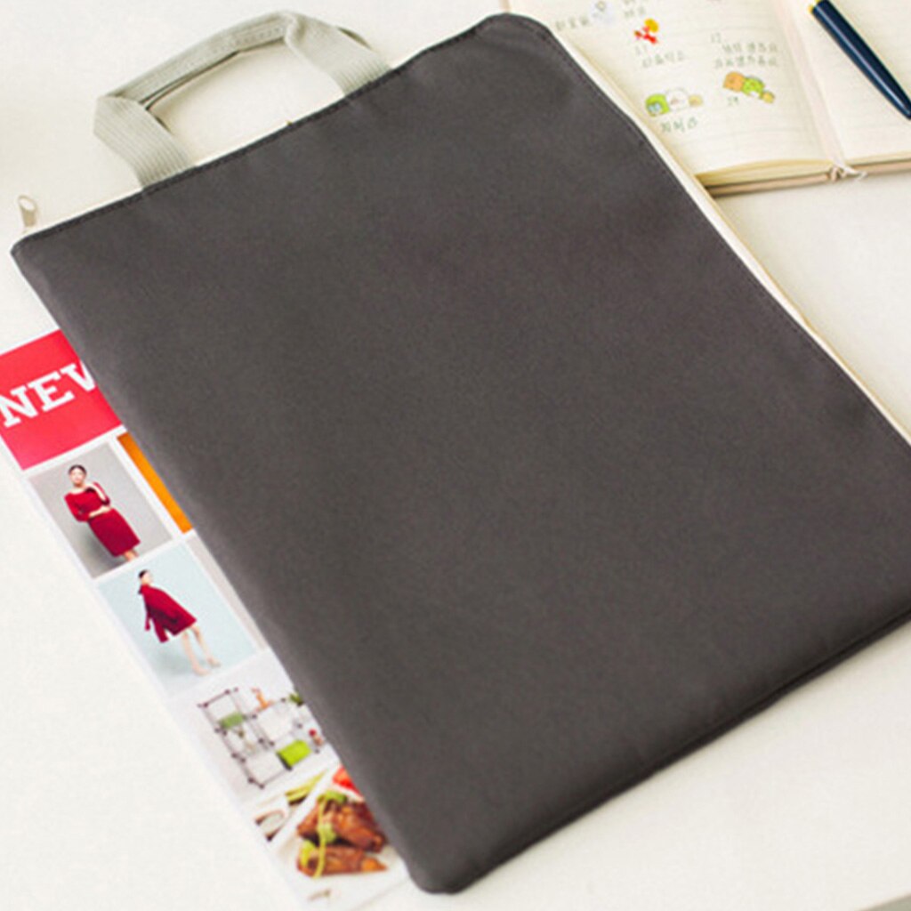 Portable Canvas File Bag with Hidden Wide Open Pocket Waterproof Backpack Organizer Bag Travel File Storage Bag Zippered