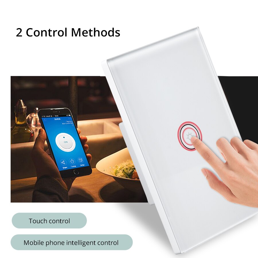 Tuya smart wifi switch smart life app alexa google home remote smart home wall touch switch eu  us 1 2 3 gang væg lys switch