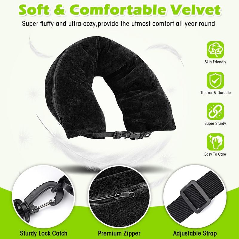 Almohada de viaje para el cuello, funda de almohada portátil para tren, con soporte rellenable para exteriores