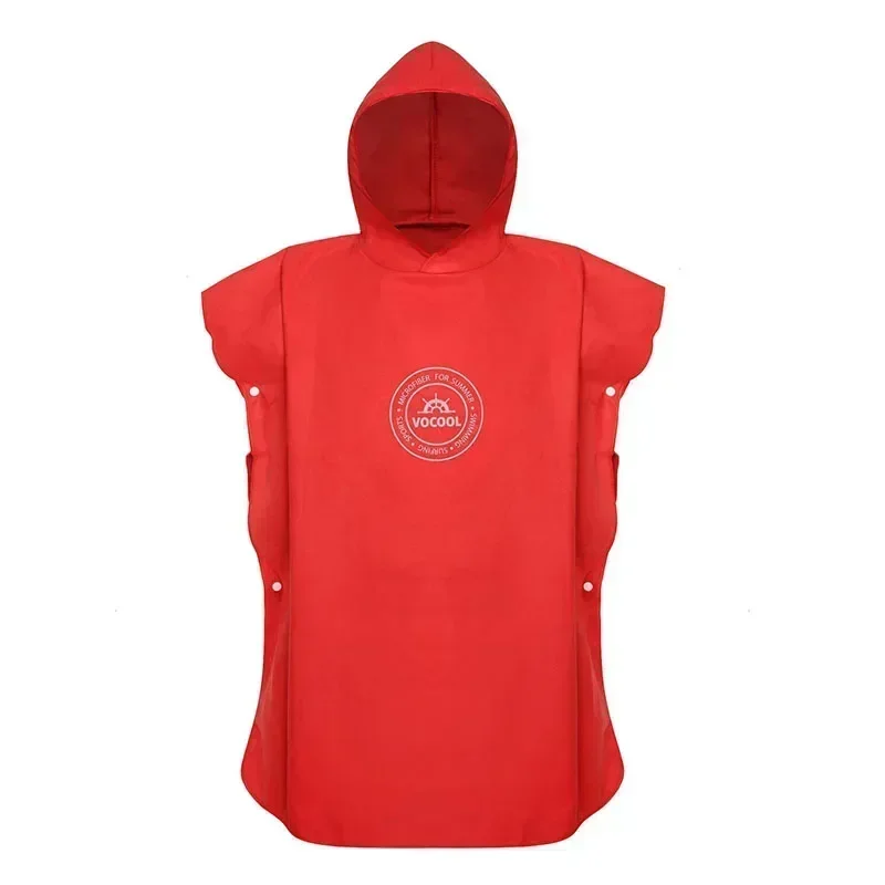 Mikrofaser-Schwimmüberzüge für Kinder, mit Kapuze, Bad, Strand, Poncho, Handtücher, Surf-Poncho, schnell trocknend, wechselnder Bademantel, Kinder-Schwimmhandtücher: XS / Rot