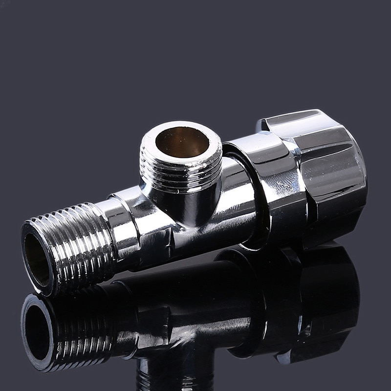 1PC Copper and Cold Water Triangle Valve Flow Control Valve Three-Way Valve Durable Thread Bathroom Angle Valve