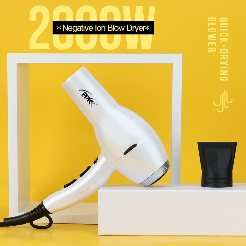 FMK 2000W Hair Dryer Ion 6 Speed Cool with Blow Dryer 110V-127V Wall Mounted Hairdryer Nozzle Hair Drier