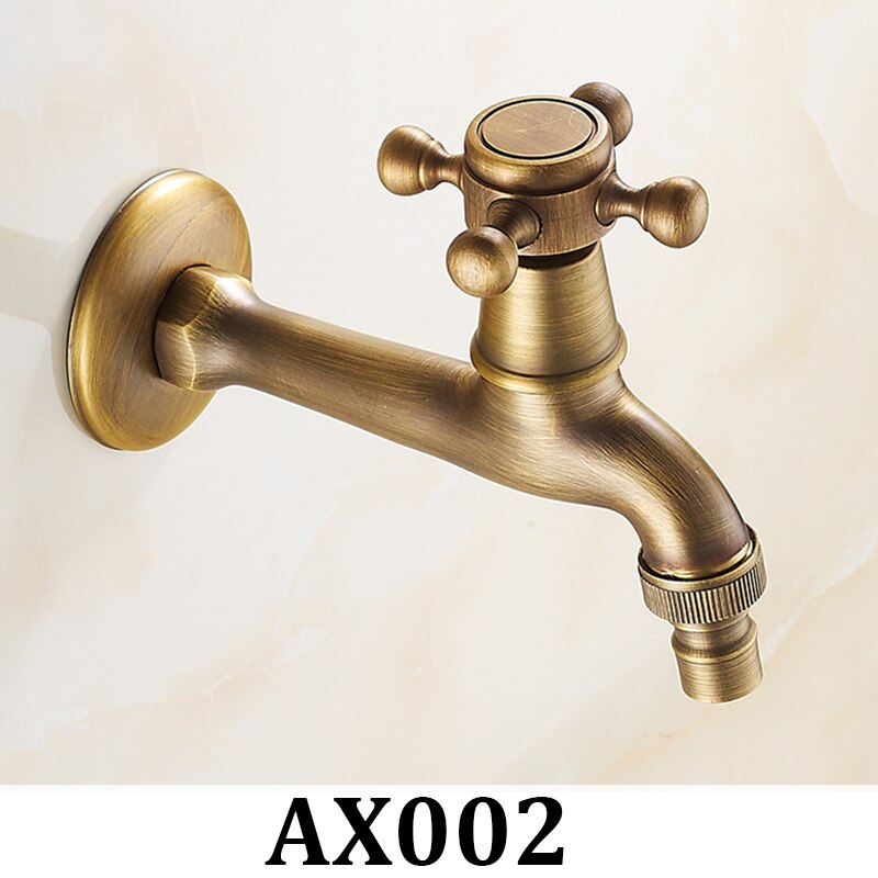 DLL Antique Brass Wall Mount 2-Handle Swivel Faucet For Bathroom Tub Or Sink - Knf264
