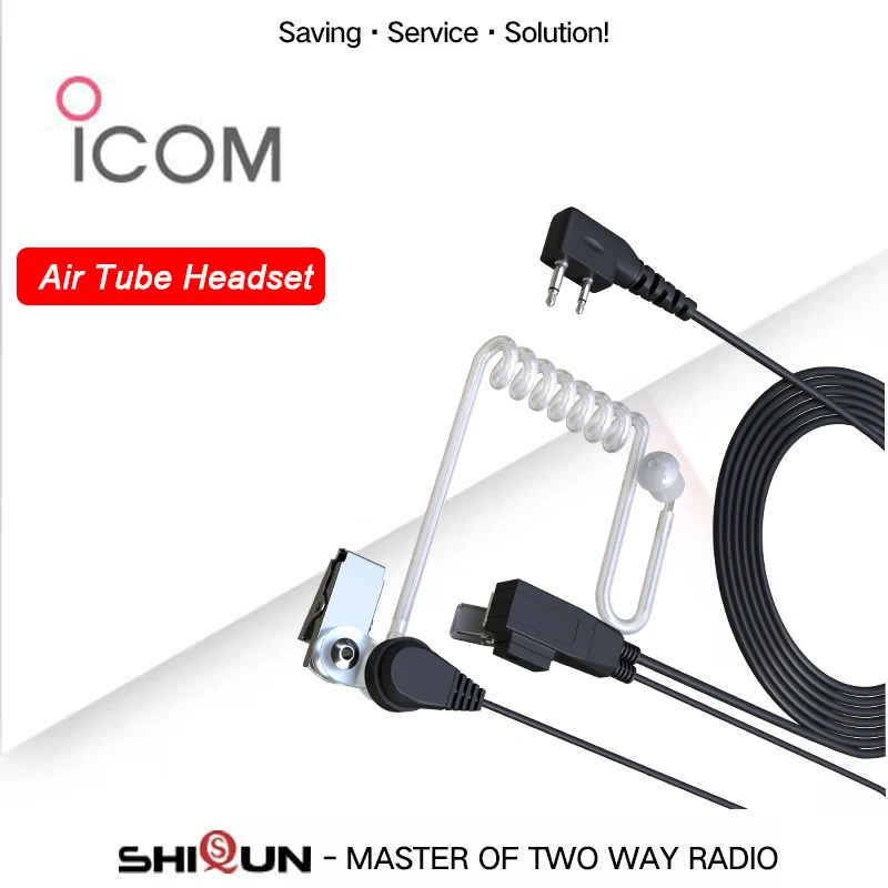 Earpiece for ICOM Two Way Radio IC-F14 Acoustic Headset for IC-F21 Walkie Talkie Air Tube Headphone with Mic PTT IC-F3/H6 Radios