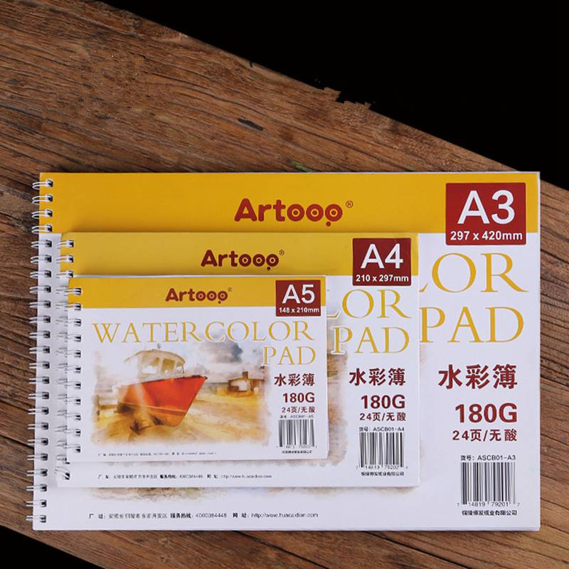 A3/A4/A5 Watercolor Paper 24 Sheets Hand Painted Sketch Drawing Decal Watercolour Paper Pad Book Art Supplies Stationery