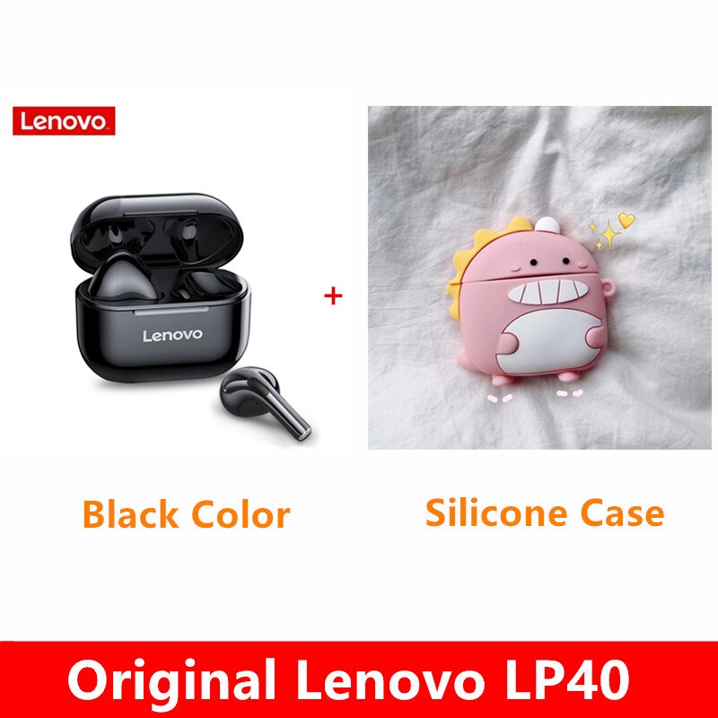 Original Lenovo LP40 TWS Wireless Earphone Bluetooth 5.0 Dual Stereo Noise Reduction Bass Touch Control Long Standby 300mAH: lp40black fense