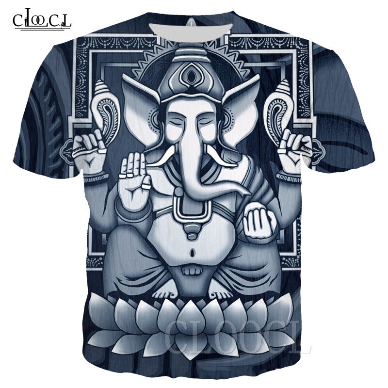 Hindu lord ganesha sommer t-shirts 3d trykte shiva parvati ganesha t-shirt mænd kvinder kortærmet harajuku sweatshirt t-shirt: T-shirt 1 / 5xl