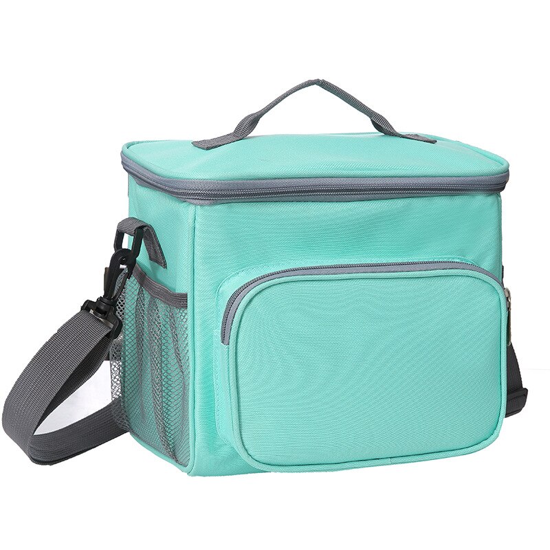 PACGOTH Simple Oxford Handbag Solid Thermal Lunch Bag For Women Men Portable Cooler Tote Shoulder Fresh Food Picnic Bag: Green