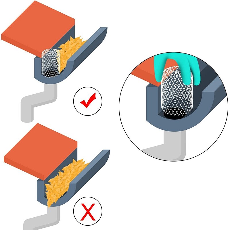 Filtro de hoja de 8 Uds filtro de malla antihojas filtro de malla de jardín aleros Filtro de tubo de drenaje tapa filtro telescópico de malla libre