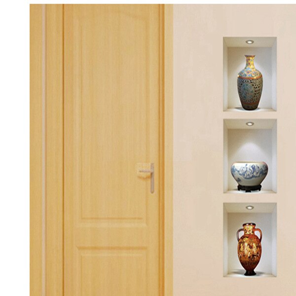 Fábrica al por mayor Xuan Cai Z-002 jarrón de cerámica 3D simulación decoración de la habitación pegatinas de pared conjunto de 3