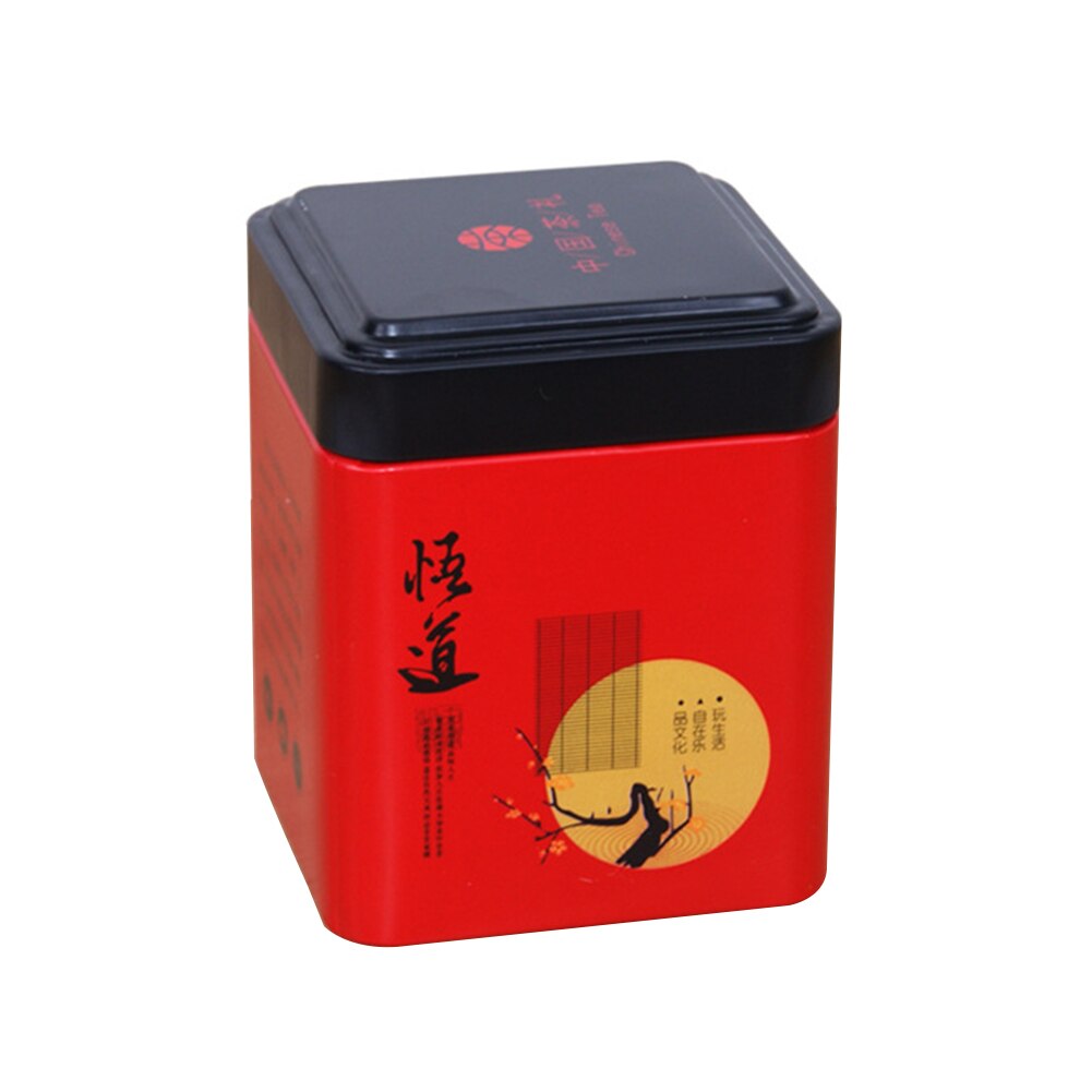 Mini Tin Storage Box Small Coffee Tea Caddy Storage Jar Square Sealed Tea Leaves Iron Packing Box Chinese Style Container Cans: A