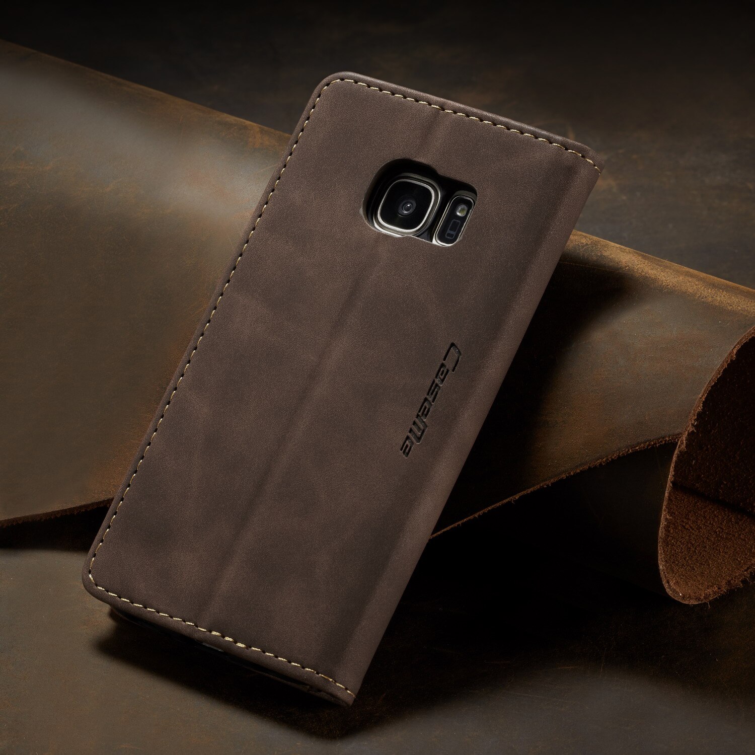 Per Samsung Galaxy S7 Bordo Magnetico Della Copertura di Caso di Vibrazione Su Samsung Galaxy S7 Casse Del Telefono S 7 In Pelle Vintage Portafoglio slot per Scheda di copertura