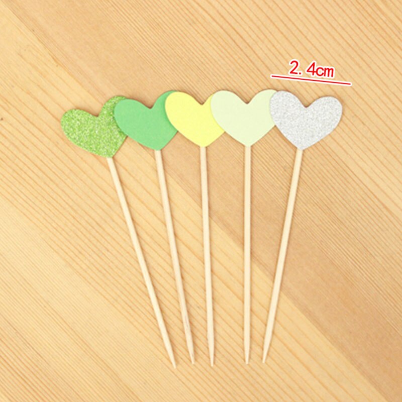 30 pièces/ensemble belle paillettes coeur étoile forme Cupcake Toppers anniversaire fête de mariage décoration gâteau décoration de gâteau nourriture Pi