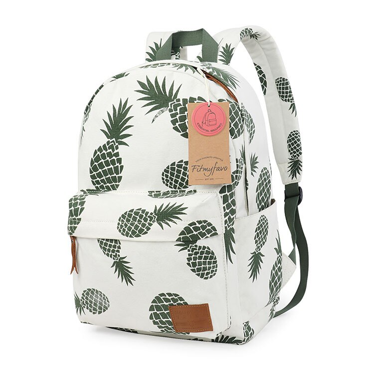 Swyivy Vrouw Rugzak Tas Ananas Print Canvas Tas Vrouwelijke Schouder Backbag College Student Schooltas Toevallige Rugzak