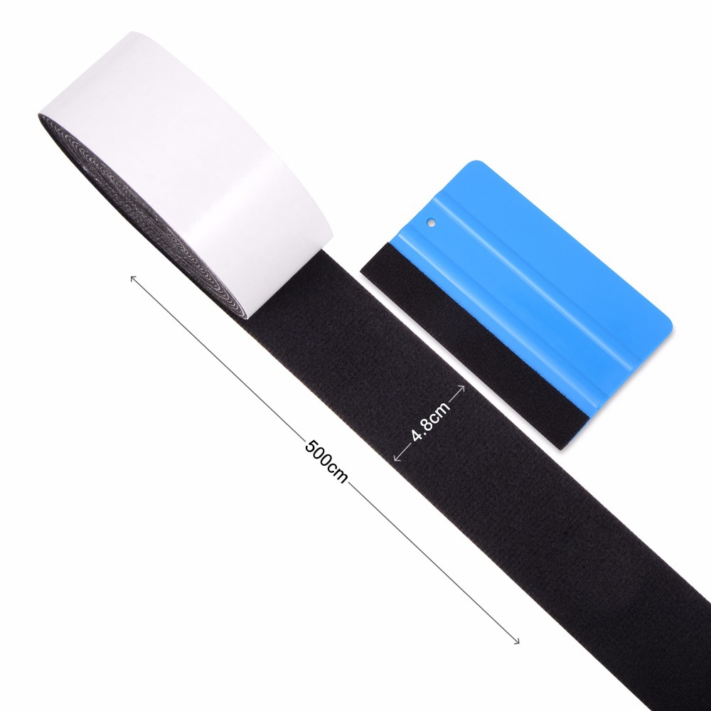 Ehdis 4.8cm*500cm rulle vinyl folie film filt tape til gummiskraber med selvklæbende lim bil wrap filt kant klud vindue toner værktøj