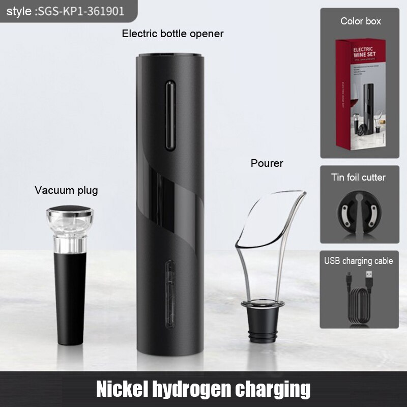 Juego de sacacorchos eléctrico multifuncional para hombre, caja de con cuchillo de aluminio para verter vino, accesorios de cocina para vino,: charging 02