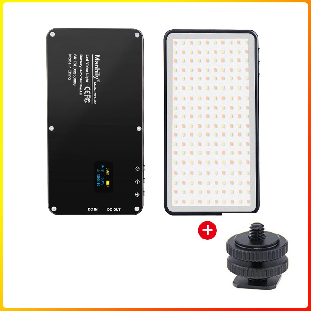 Manbilly – Mini éclairage de photographie Portable, ultra-mince, MFL-06 mAh, 4500 LED, lumière de remplissage, CRI 96 élevé, pour appareil photo, 180