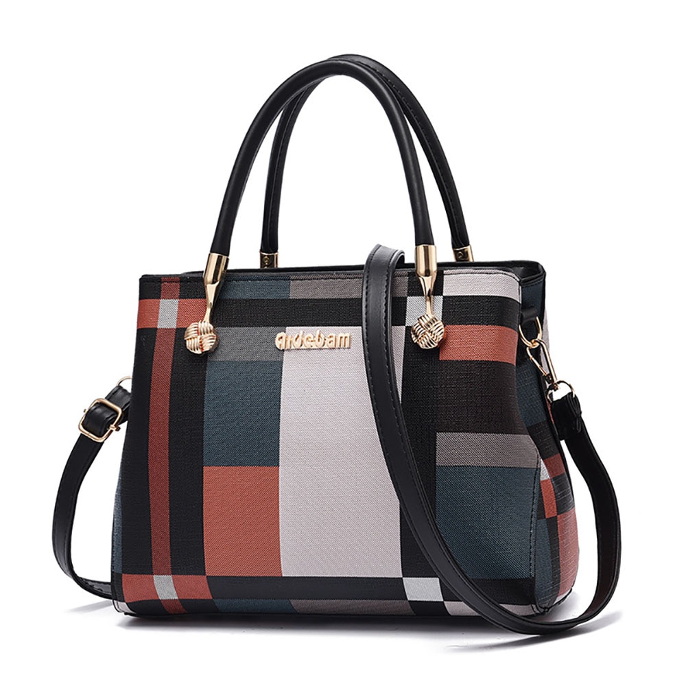 Large Capacity Summer Women Bags Handbag PU Leather Plaid Shoulder Bag Female Travel Outdoor Crossbody Bags For Women: 3