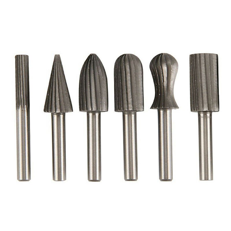 6PCS Carbide Burrs Tungsten Carbide 12mm Rotary Point Burr For Finishing Metal Rotary Drill Bit Grinder Rotary File Cutter Tools