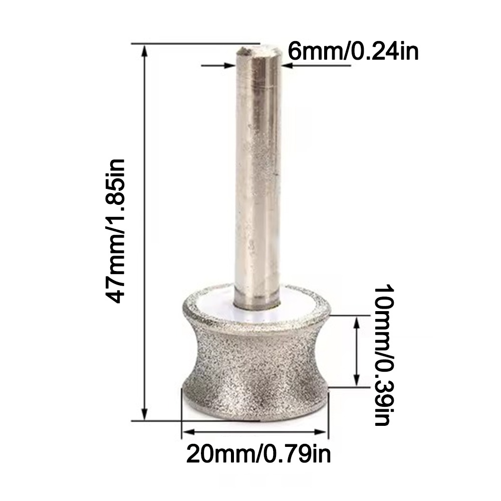 2–12 mm konkave Diamant-Schleifscheibe, Glas, runder Grat, Bohrer, Schaftdurchmesser 6 mm, Schärfen, rotierendes Schleifwerkzeug: YELLOW