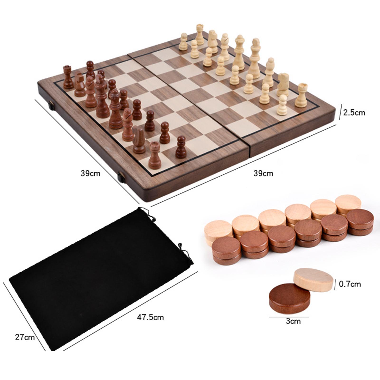 2 In 1 Combine Checkers &amp; Chess Game Board Set Magnetic Folding Wooden Chess Set Handmade Interior For Home Weekend 39x39cm