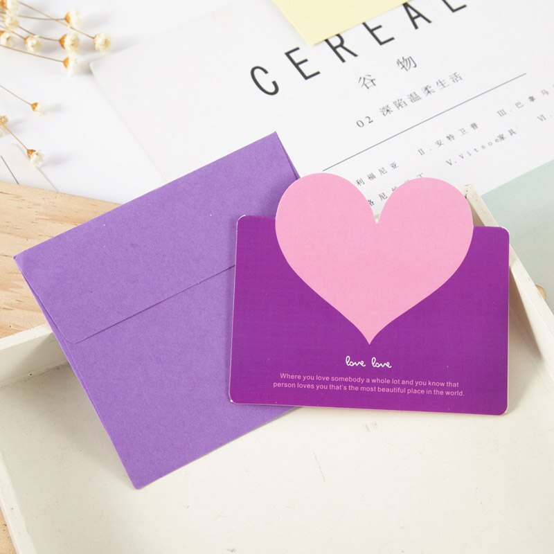10 stk kærlighed hjerte form lykønskningskort valentinsdag kort bryllup invitationer kort romantisk takkekort besked kort: Stil 1