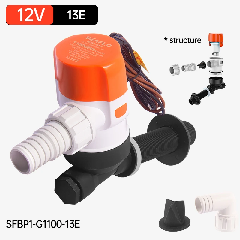 ​ SEAFLO 12V Aerator Live Bait Well Pump, Submersible Marine Cartridge Bilge Pump for Boat, Yacht, Saltwater & Freshwate: Red