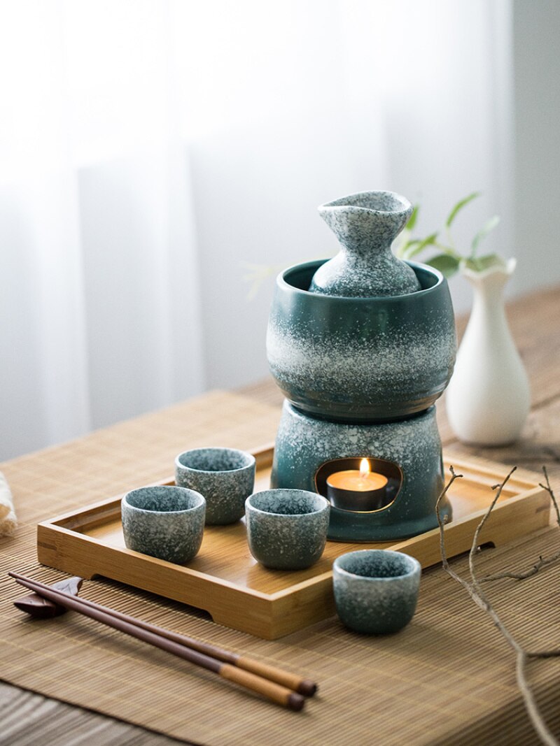 Keramisk vintøj japansk retro sake med gul vin husholdningsvin grydedragt risvin opvarmning vinvarmer vintøjssæt