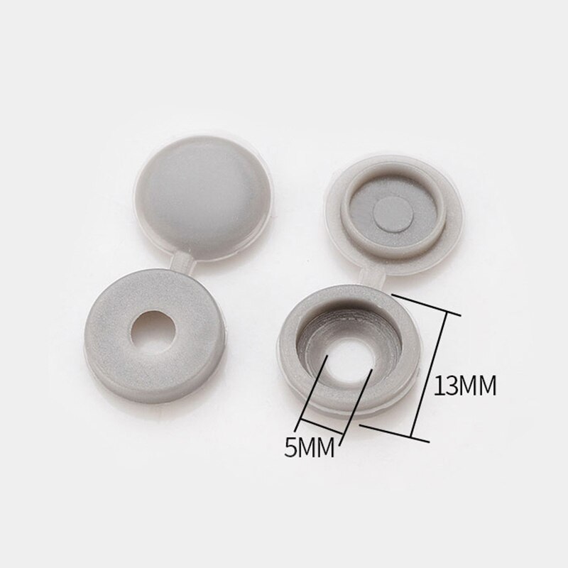 100Pcs Praktische Scharnierende Plastic Schroef Vouw Snap Beschermende Cap Knop Noten Cover Bouten Beschermen Meubilair Exterieur Decor Hardware: Gray