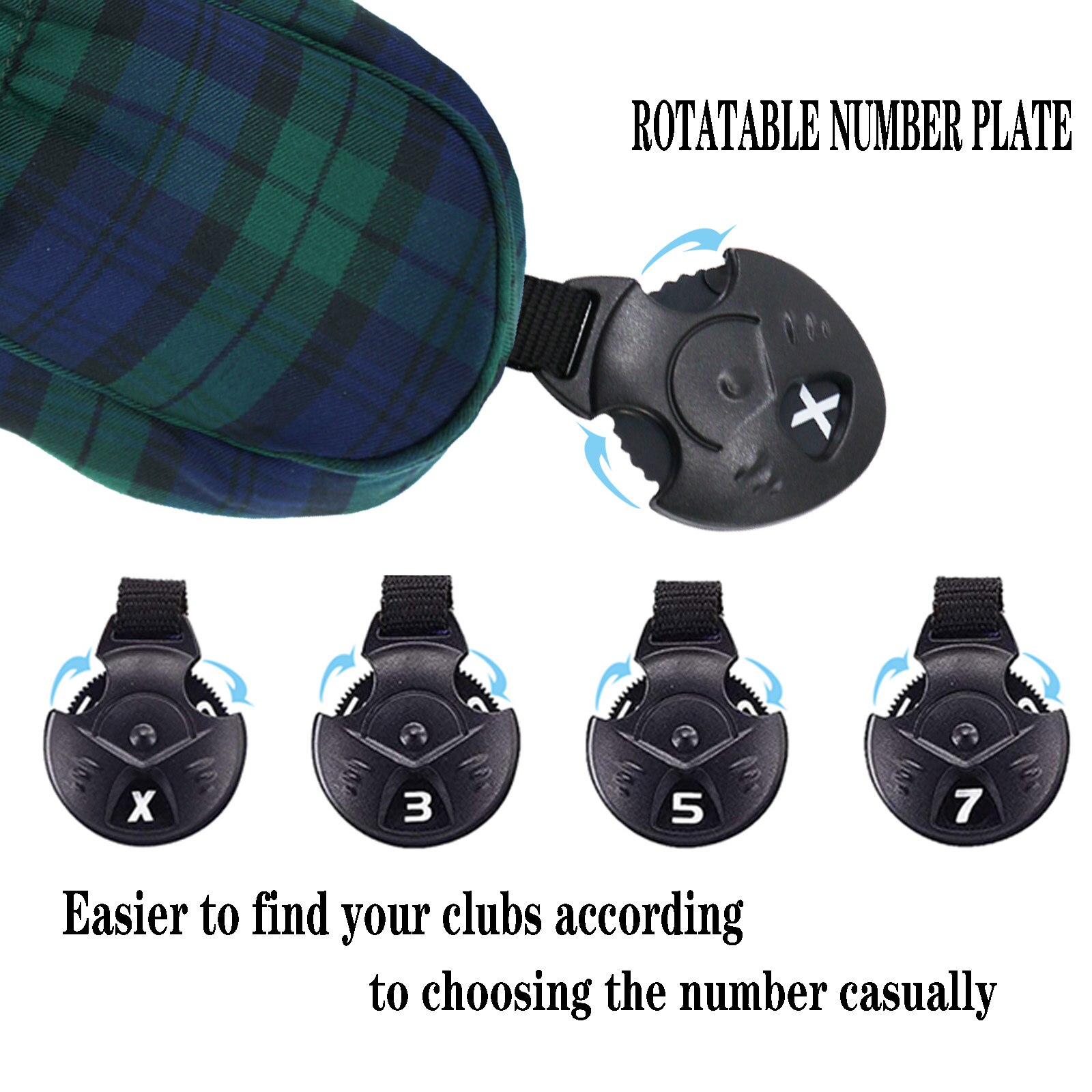 #1 #3 #5 Golf Head Cover Driver Fairway Hybrid Mixed Wood Putter HeadCover Woods Clubs Protector Blue Green