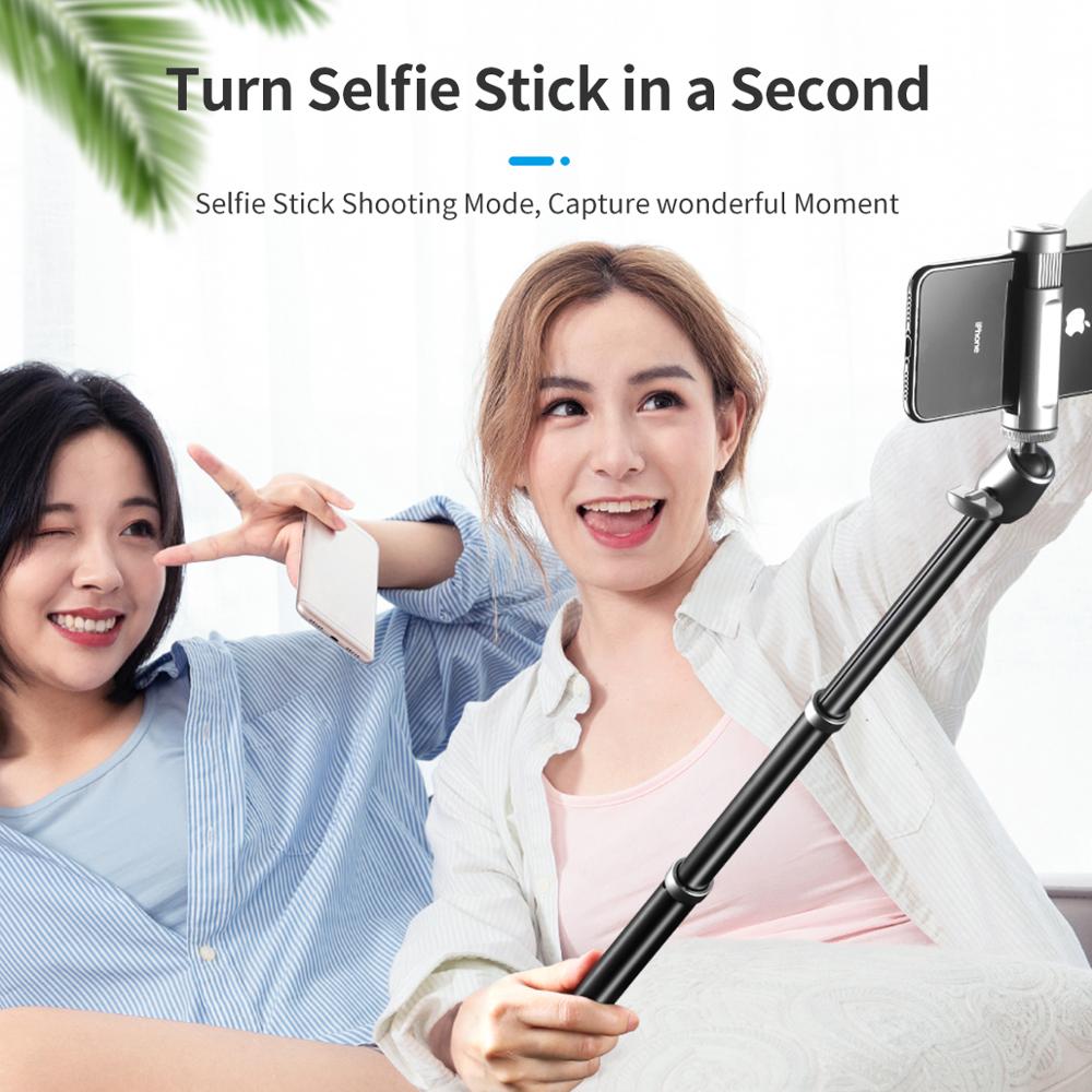 Ulanzi sk -04 udskydelig trådløs monopod stativ selfie koldsko telefonholder til mikrofon led lys 1/4 skrue