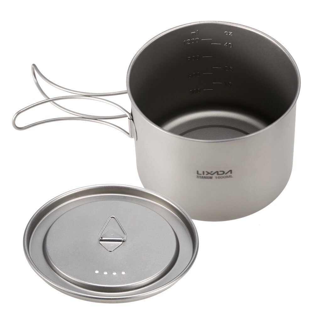 Lixada Ultralight Titanium Cup Mug Portable Hanging Pot Outdoor Camping Picnic Water Mug Cup Tableware Cookware with Lid