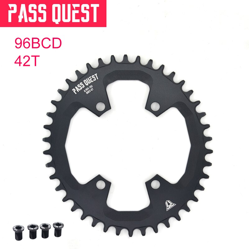 PASS QUEST oval Chainring 96BCD MTB Narrow Wide Bicycle Chainwheel 32/34/36/38/40/42T for deore xt M7000 M8000 M9000 Crankset: 42T