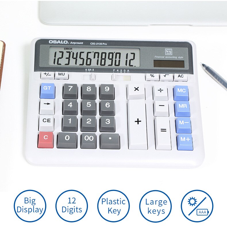 Calculadora de Banco de Finanzas, protección del medio ambiente, Abs, Solar, doble potencia, pantalla de 12 bits, 2135 Pro, Flip