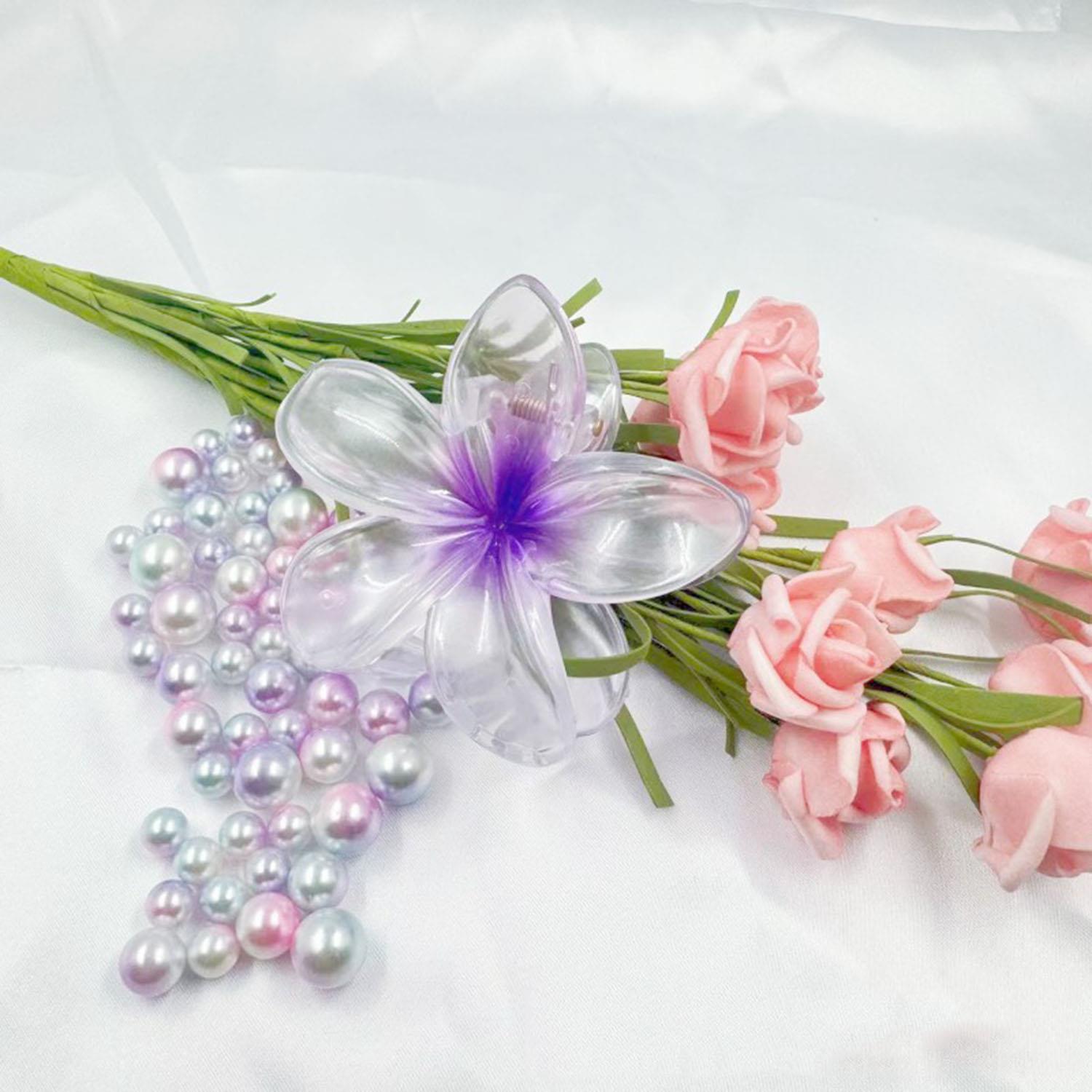 Bohemia Style Flower Hair Claws para mulheres, Crab Clamp, presilhas, gradiente hairpin, grampos de cabelo, praia havaiana, acessórios para meninas: Cinza escuro