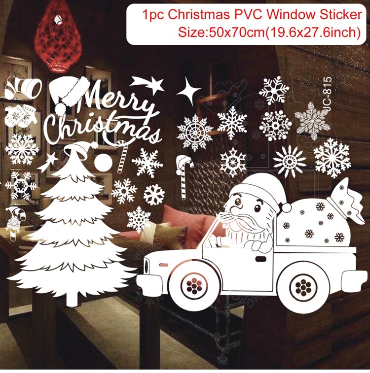 Joyeux noël Stickers muraux fenêtre verre autocollants maison décorations de noël noël ornements noël nouvel an décor à la maison: 6
