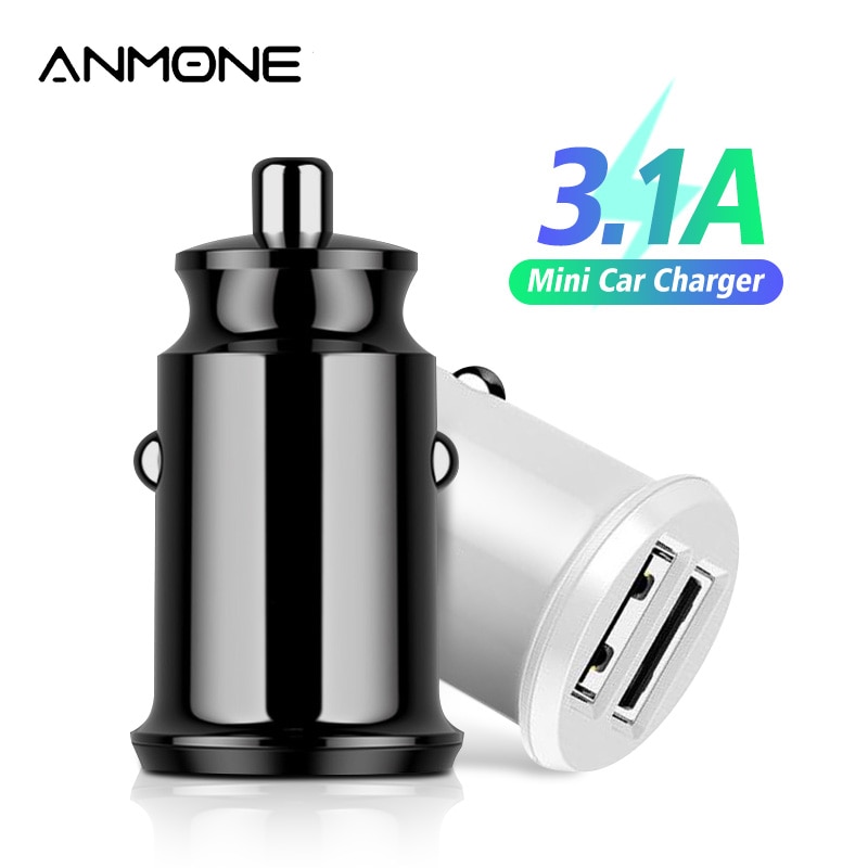 Anmone Mini Snelle Dual Usb Autolader Adapter 3.1A Quick Lading Auto Telefoon Oplader Voor Tablet Mobiele Telefoon Auto-lader